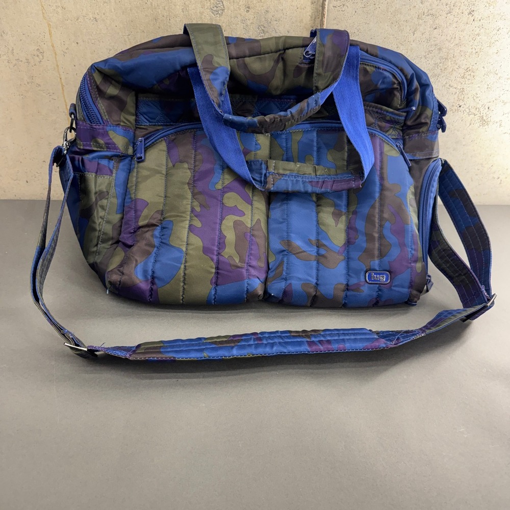 Lug Boxer Blue Camo Quilted Crossbody‎ Travel Bag